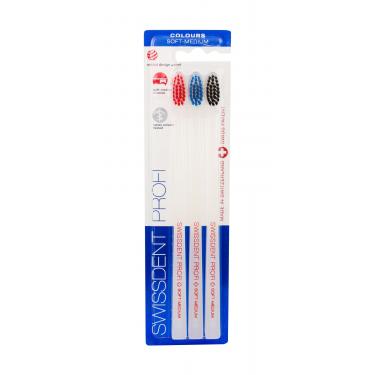 Swissdent Profi Colours Trio  3Pc Red, Blue, Black  Soft-Medium Unisex (Cetkica Za Zube)