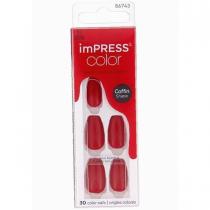 Kiss Impress Color 30Pc Coffin Shape   (False Nails) Ženski  512 All Black