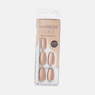 Kiss Impress Color 30Pc Coffin Shape   (False Nails) Ženski  506 Latte