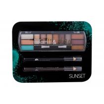 2K Night & Day  Eye Shadow Palette 8,16 G + Eyeliner Pencil 0,6 G Black + Eyeliner Pencil 0,6 G Brown 8,16G Sunset   Ženski (Sjenilo Za Oci)