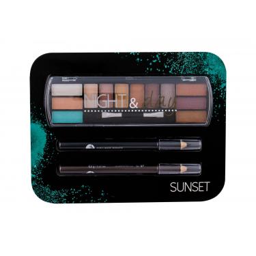 2K Night & Day  Eye Shadow Palette 8,16 G + Eyeliner Pencil 0,6 G Black + Eyeliner Pencil 0,6 G Brown 8,16G Sunset   Ženski (Sjenilo Za Oci)