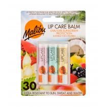 Malibu Lip Care  Lip Balm 4 G Watermelon + Lip Balm 4 G Mint + Lip Balm 4 G Vanilla 4G Watermelon  Spf30 Ženski (Balzam Za Usne)