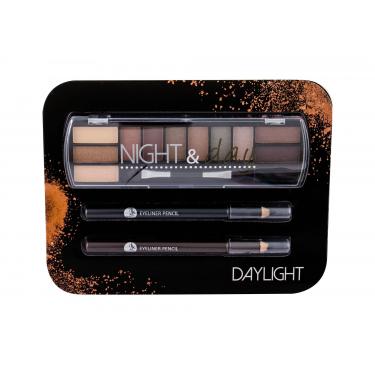 2K Night & Day  Eye Shadow Palette 8,16 G + Eyeliner Pencil 0,6 G Black + Eyeliner Pencil 0,6 G Brown 8,16G Daylight   Ženski (Sjenilo Za Oci)
