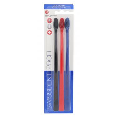 Swissdent Profi Colours Trio  3Pc Black, Red, Blue  Soft-Medium Unisex (Cetkica Za Zube)