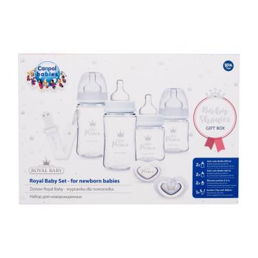 Canpol Babies Royal Baby Set 240Ml Nursing Bottle Easystart Anti-Colic 2 X 240 Ml + Nursing Bottle Easystart Anti-Colic 2 X 120 Ml + Light Touch Royal Baby Soother 2 X 0-6M + Royal Baby Soother Clip With Ribbon 1 Pc K  Soother(Baby Bottle) Little Prince 