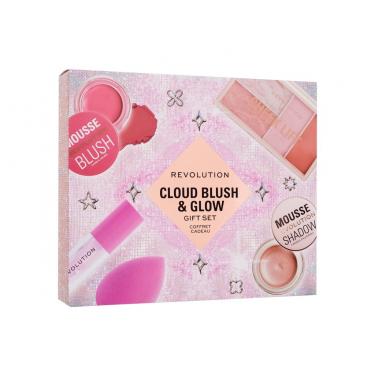 Makeup Revolution London Cloud Blush & Glow   Mousse Shadow 4 G Rose Gold + Mousse Blush 6 G Blossom Rose Pink + Glaze Lip Oil 1,4 Ml Pink + Cheek Lift Palette 12 G + Make-Up Sponge + Cosmetic Brush Lip Oil 1680000101 4G W (Eye Shadow) Gift Set