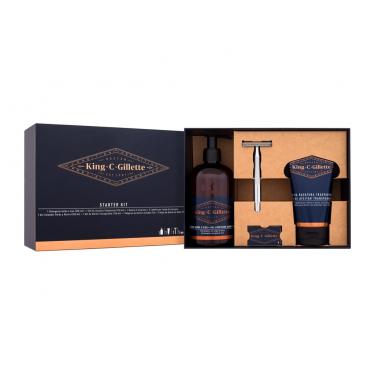 Gillette King C.  Starter Kit Double Edge Safety Razor 1 Pc + Double Edge Safety Razor Blades 5 Pcs + Beard & Face Wash 350 Ml + Transparent Shave Gel 150 Ml Beard Wash 26G0000101 1Pc M (Razor)